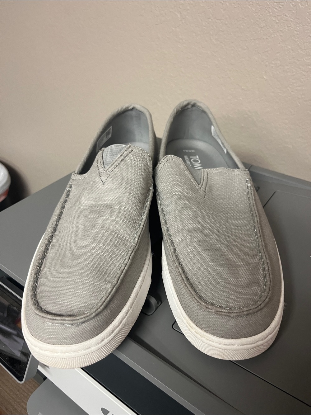 Toms Men’s Gray Canvas Slip-On Loafers
